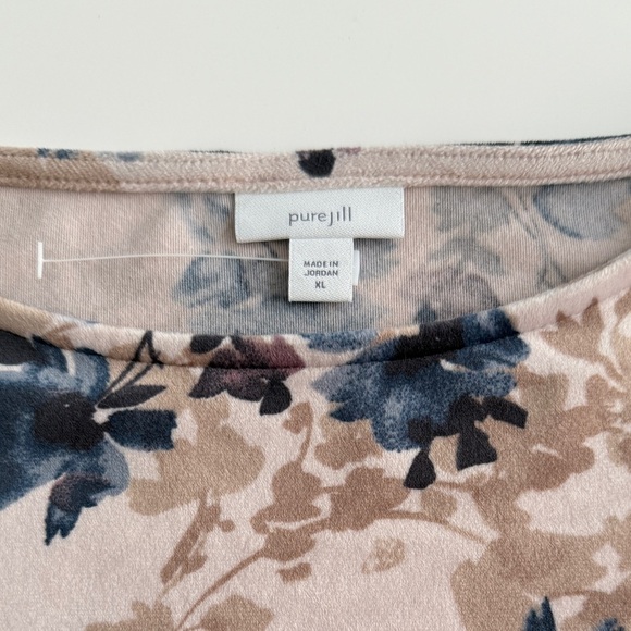 J.Jill Pure Jill Floral Velour Tunic Long-Sleeve Powder Pink Pockets XL Plush - Picture 2 of 8